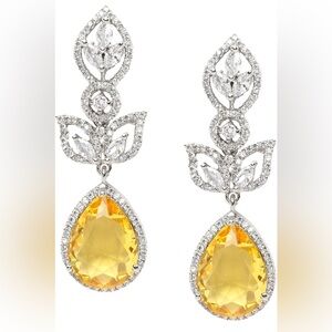 Trendy Jewels Silver and Yellow Gemstone & Green stone earrings $30 each